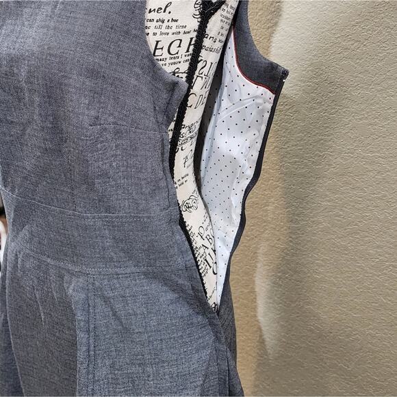 H and M‎ 40s 50s vibes Academia Grey fit n flare dress size 6 - Picture 4 of 7